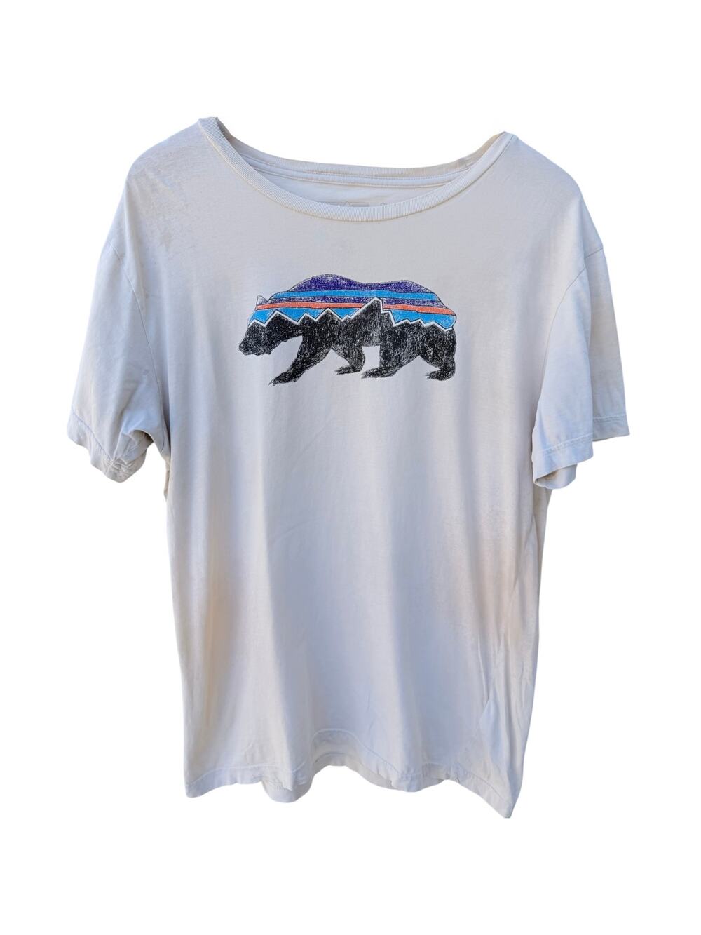 Patagonia Bear Graphic T Shirt Mens Medium Cream Organic Cotton